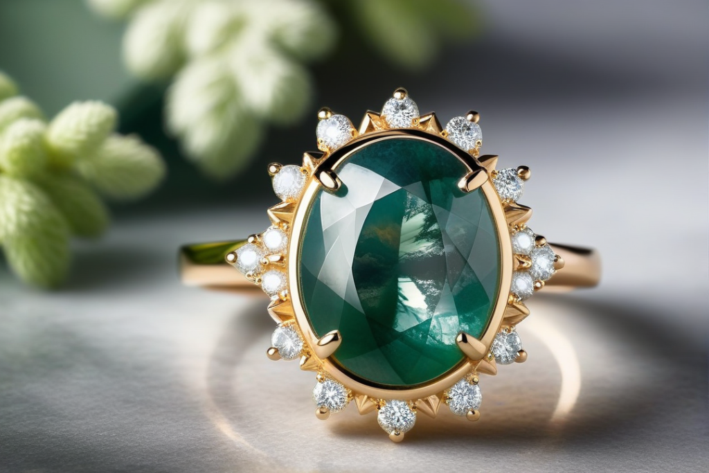 moss agate engagement rings